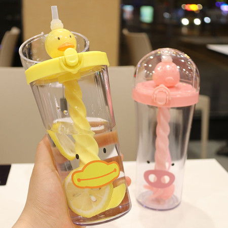 抖音同款卡通吸管水杯小鸭子搅拌杯ins男女学生可爱情侣随手杯子图片大全邮乐官方网站