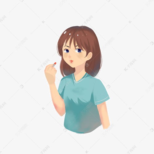 人物厚涂手绘卡通风美女涂口红免抠素材图片免费下载千库网