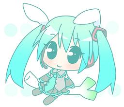 请大神用photoshop帮我画卡通版的初音未来拿着调色板在画画.这三张卡通的初音未来都可以用
